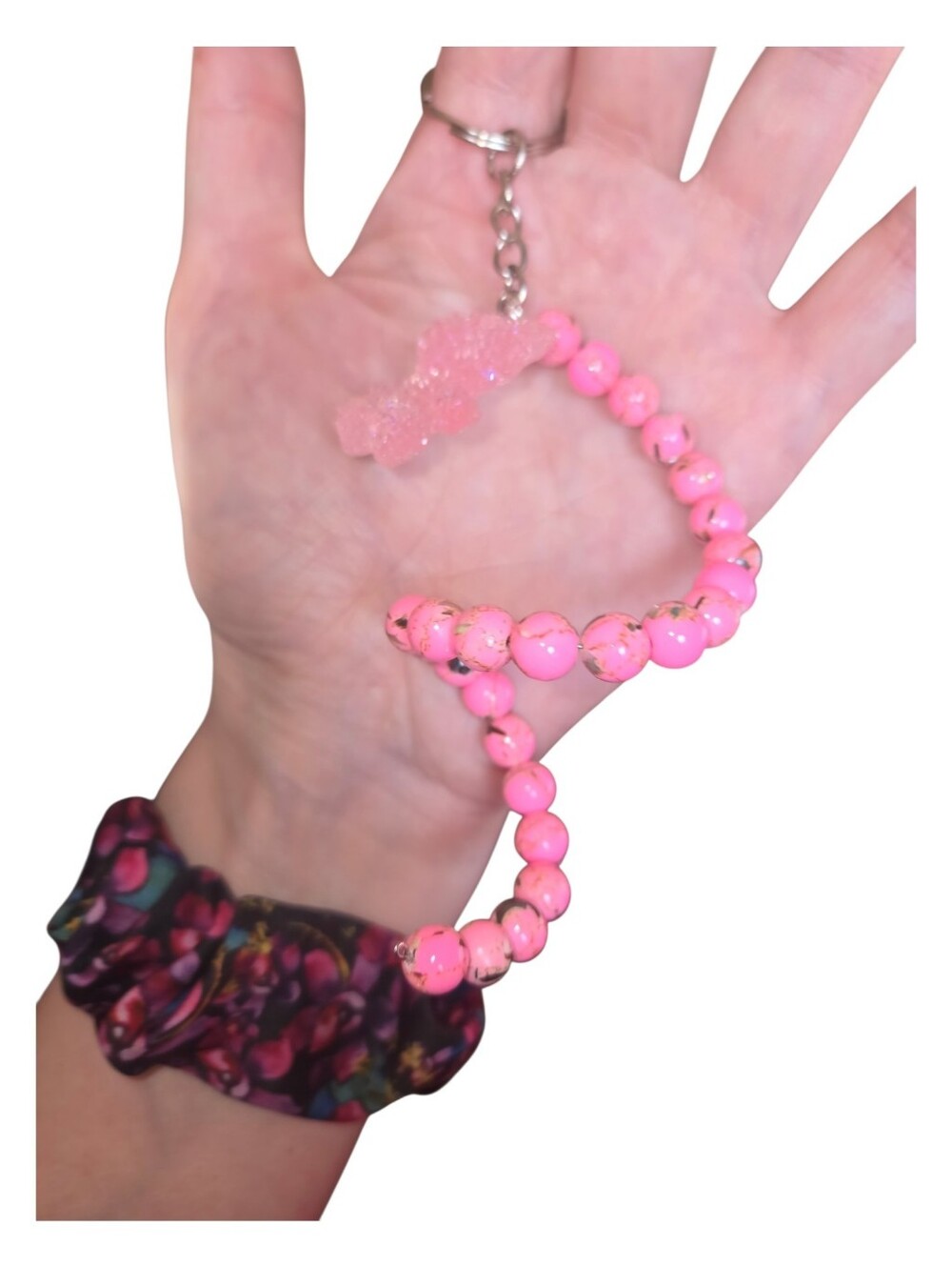 Resin Crystal Bear Charm With Beaded Loop Handmade Sparkly Bag Charm 352